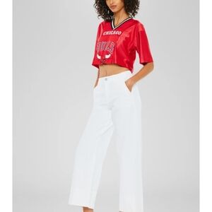 KanCan Stacy High Rise Wide Leg Crop Jeans Women's 9/28 White Coastal Y2K Fairy